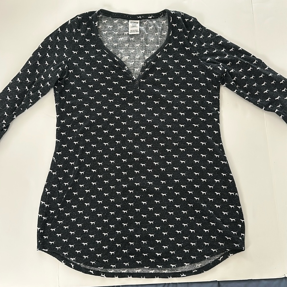 Victoria Secret Pink Women’s Long Sleeve Night Gown / Night Shirt  - Medium